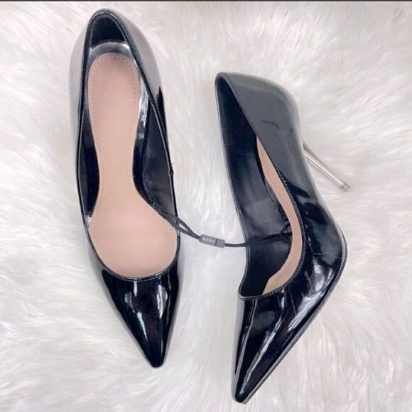 Zara | patent leather pointy toe stilettos size 36, black w ombré 3 1/2” heel. - Picture 1 of 9
